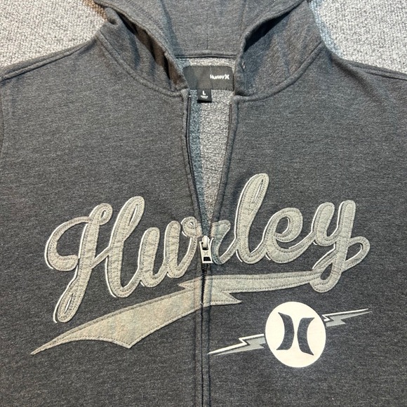 Hurley Other - Hurley Mens Full Zip Hoodie Gray Logo Fleece Jacket Large